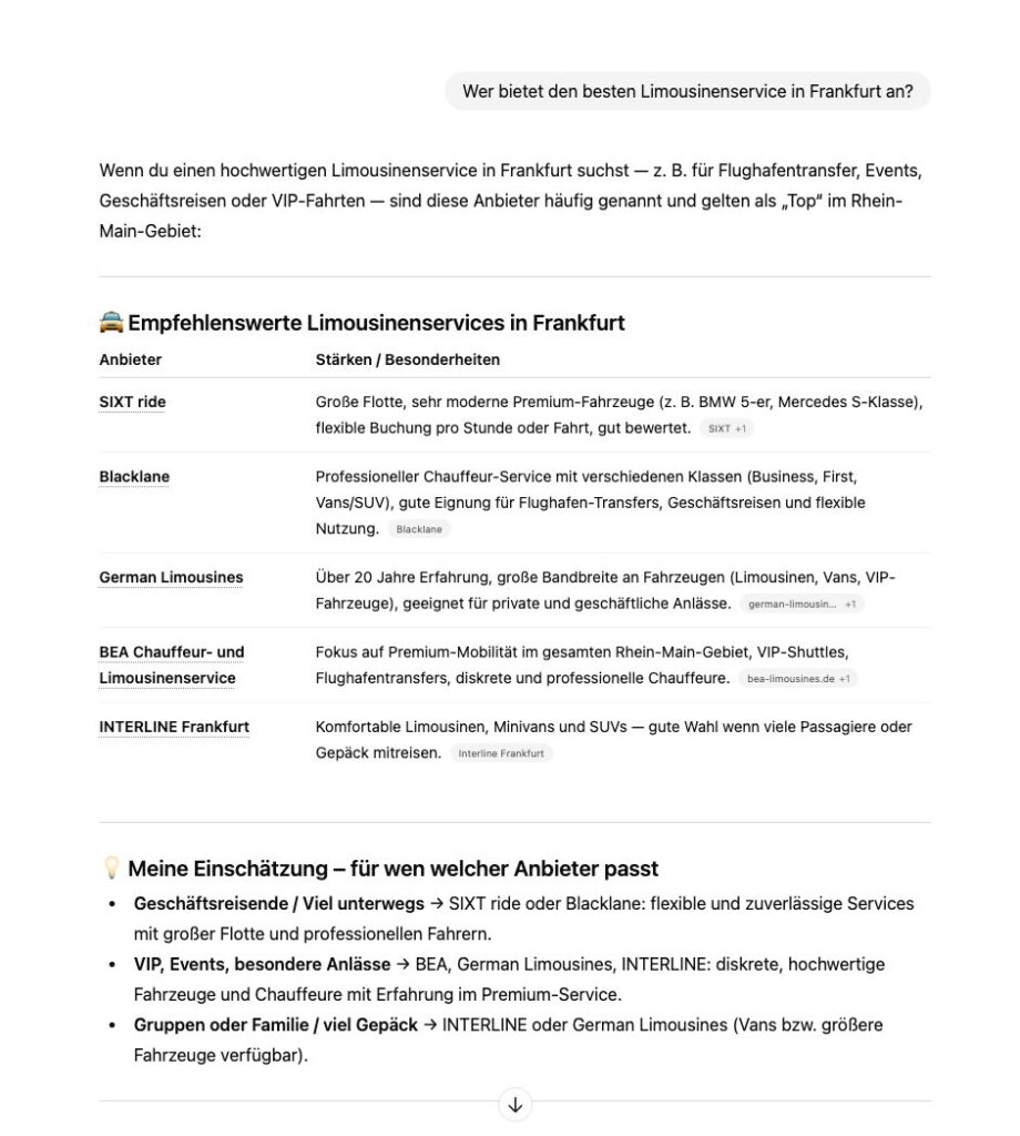 limousinenservice ki suche